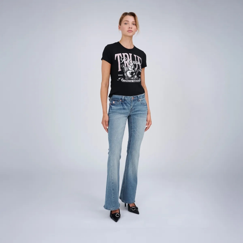 True Religion Jeans - Low Rise Jeans- Modell: JOEY- Drehbein- Gedre blau(Image 2)