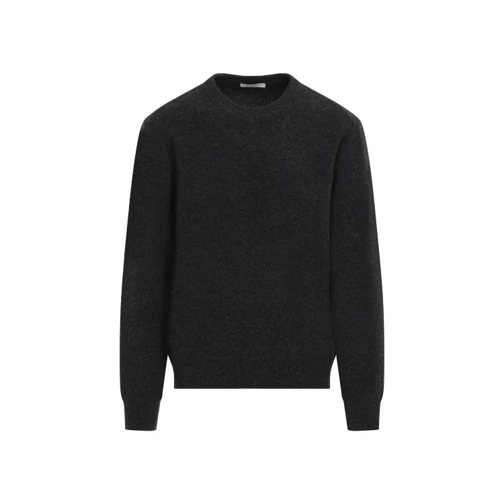 Lemaire Crew Neck Anthracite Mélange Wool Pullover Black 