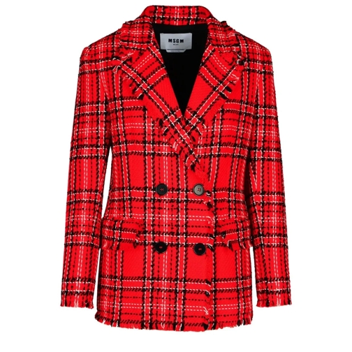 MSGM Check' Red Cotton Blend Blazer Red Blazer