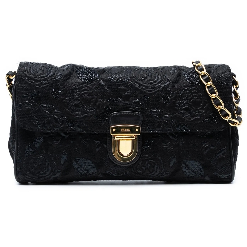 Prada Sac à bandoulière Tessuto Lurex Flap Crossbody schwarz