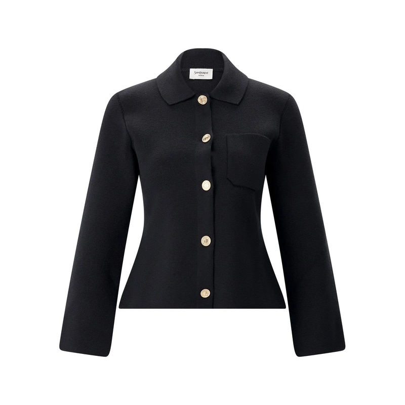 Saint Laurent Jacke Strickjacke aus Wolle schwarz