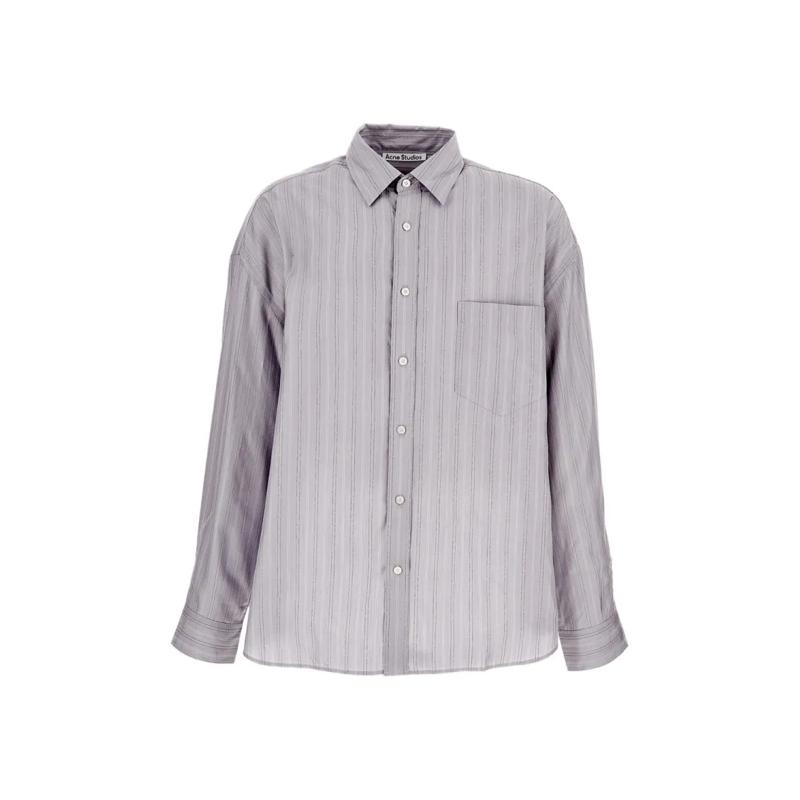 Acne Studios Overhemd Striped Casual Shirt In Dense Cotton Poplin Grey