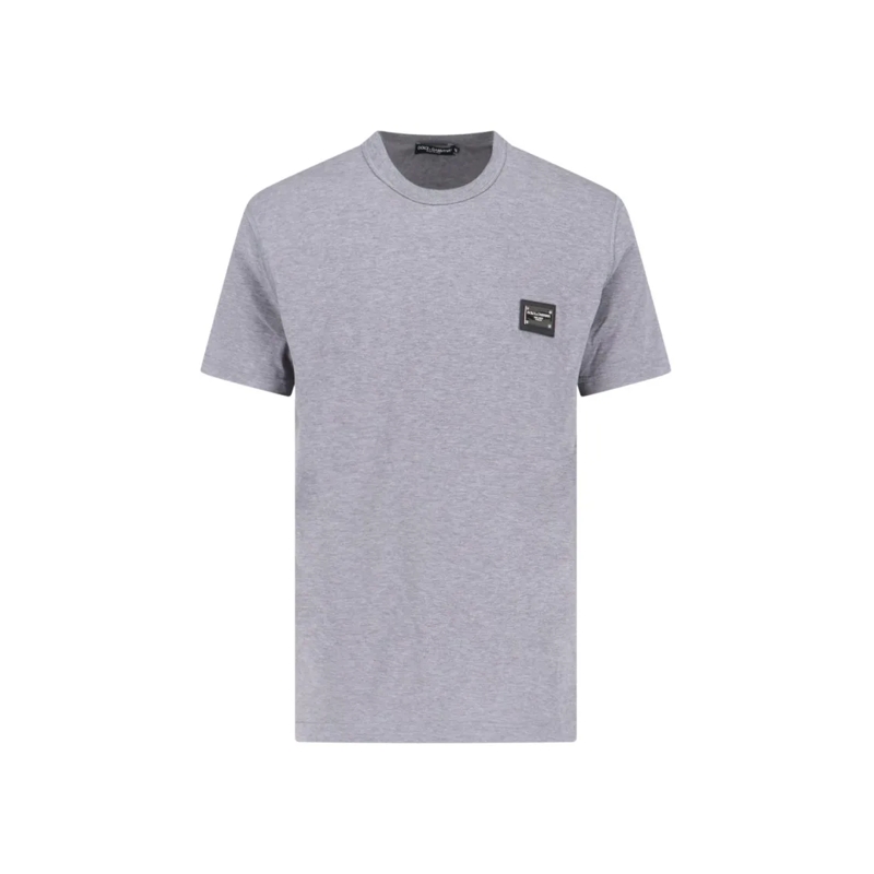 Dolce&Gabbana T-Shirt Logo T-Shirt With Plaque – Gray Grey
