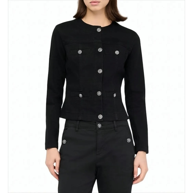 LIU JO Veste en jean Fitted Stretch Denim Jacket With Gold-Tone Accents Black