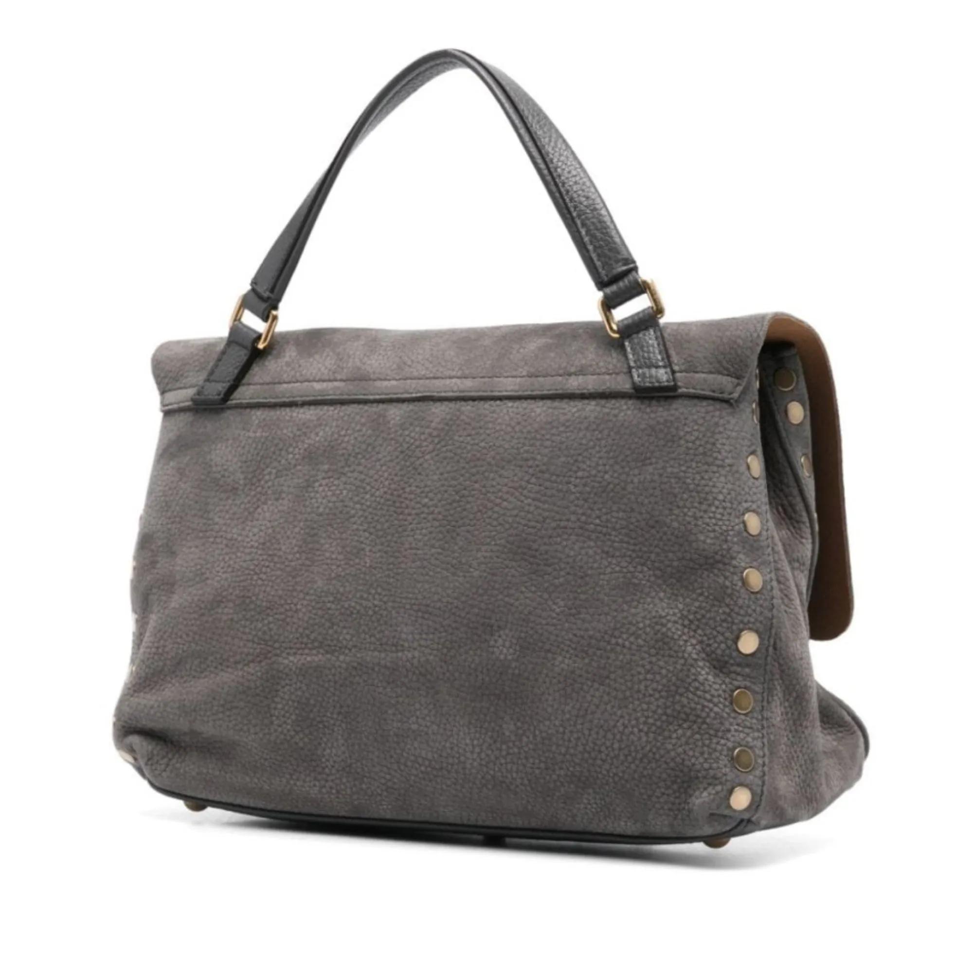 Zanellato Shoppers Cool Grey Calf Suede Handbag in grijs