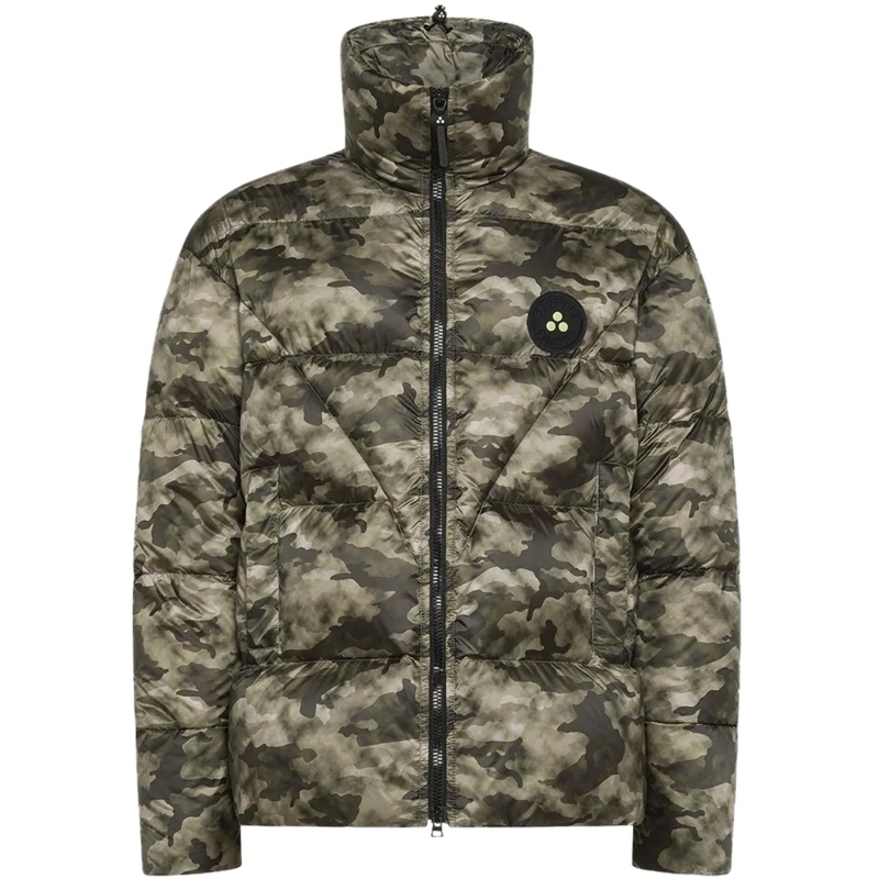 Peuterey Donsjas Camouflage Puffer Jacket With High Collar Grey