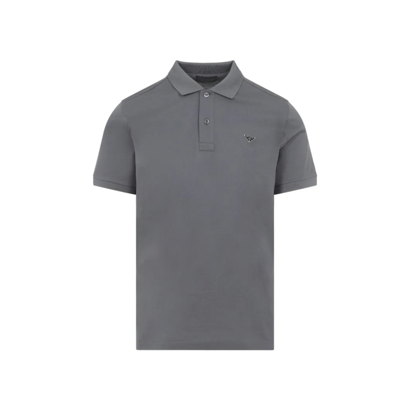 Prada Polo shirt Grey Cotton Polo Shirt With Classic Collar Grey