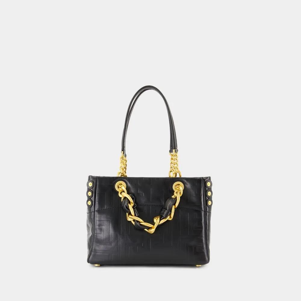 Balmain Kleine 1945 Zachte tote tas in gebarsten kalfsleer Black Dames