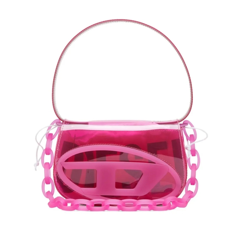 Diesel Schultertasche Translucent Pink Silk And Nylon Handbag Pink