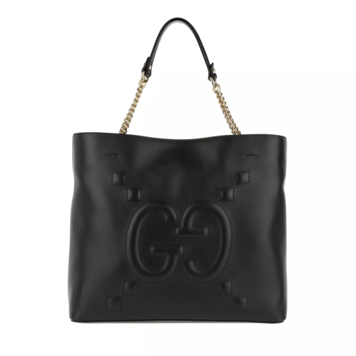 Gucci Apollo Embossed GG Tote Bag Leather Black Tote