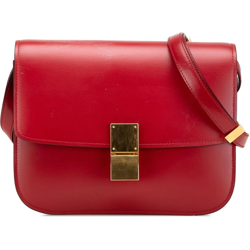 Celine Schultertasche Medium Calfskin Classic Box rot