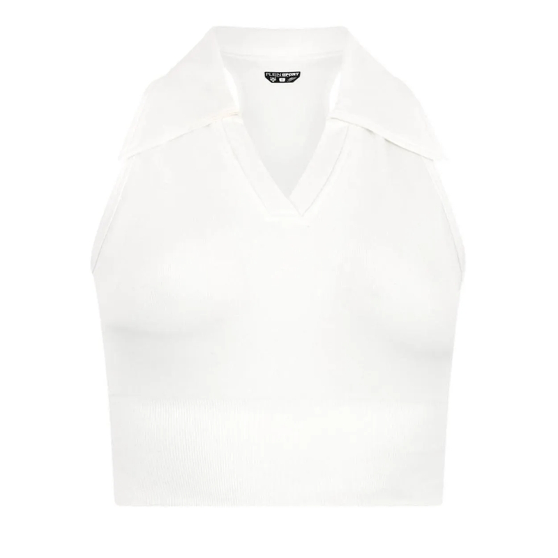 Plein Sport Poloshirt Polo Neck Cropped Top Ps weiss