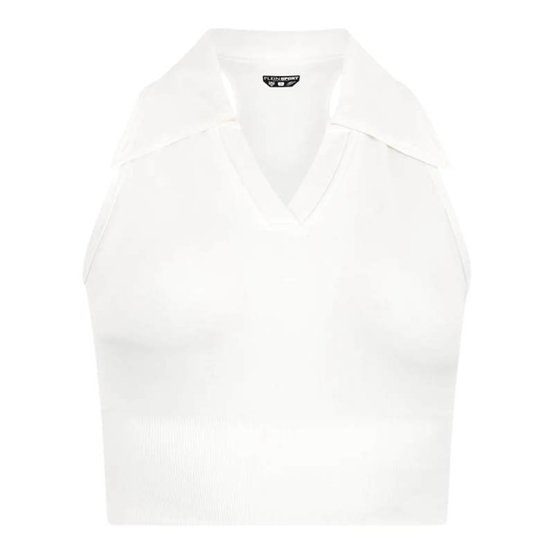 Plein Sport Top Polo Neck Cropped Top Ps weiss
