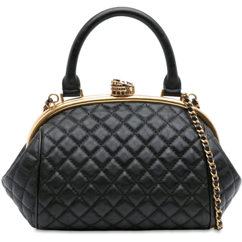Chanel Sac à bandoulière Paris Rome Quilted Calfskin Colosseum Lock Frame B schwarz