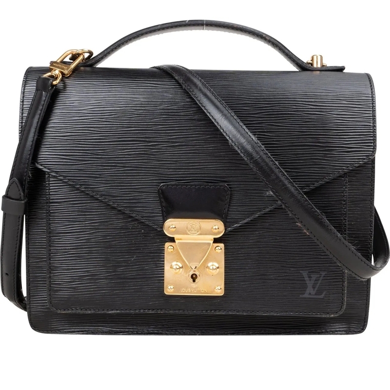 Louis Vuitton Tote Louis Vuitton Noir Epi Leather Monceau Handbag schwarz