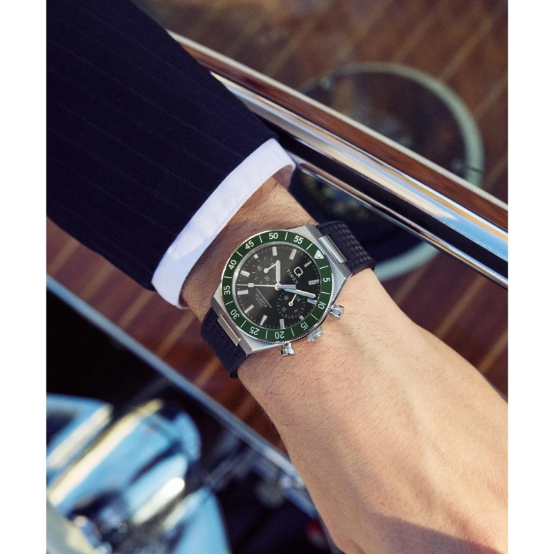 Timex Quarzuhr Quarz-Analoguhr Q Timex Continental Chronograph schwarz(Image 7)