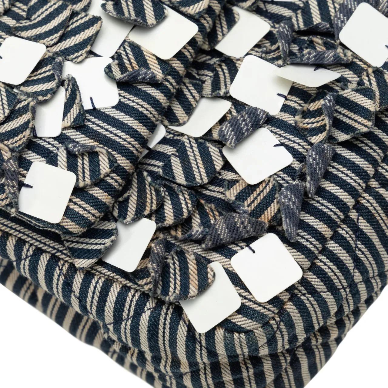 Chanel Hobo bags 2006-2008 Medium Cotton Striped Double Flap in blauw