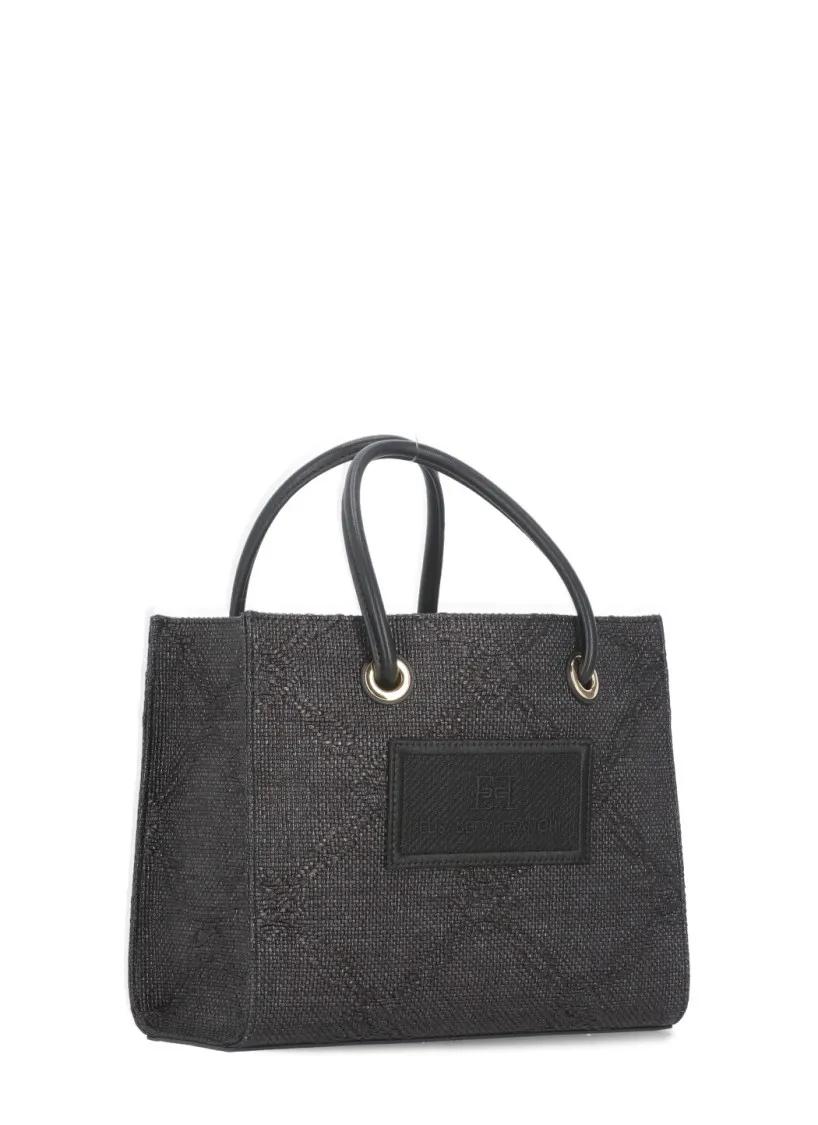 Elisabetta Franchi Shoppers & Totes Black Canvas Bag in zwart