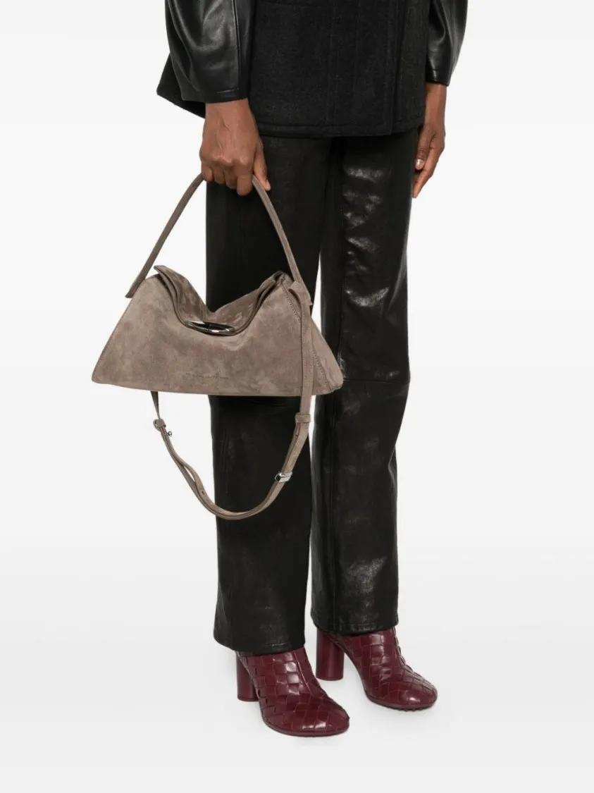 Thumbnail - Benedetta Bruzziches Hobo Bags - Trapezoidal Brown Shoulder Bag With Adjustable Str - Gr. unisize - in Grau - für Damen