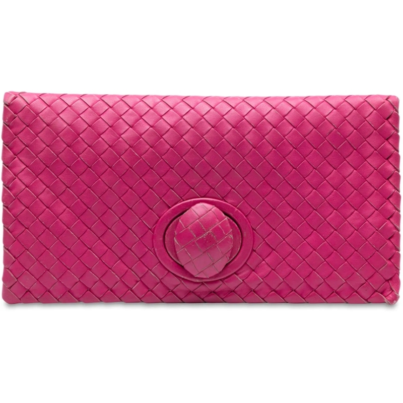 Bottega Veneta Pochette Nappa Intrecciato Turn Lock Clutch rose