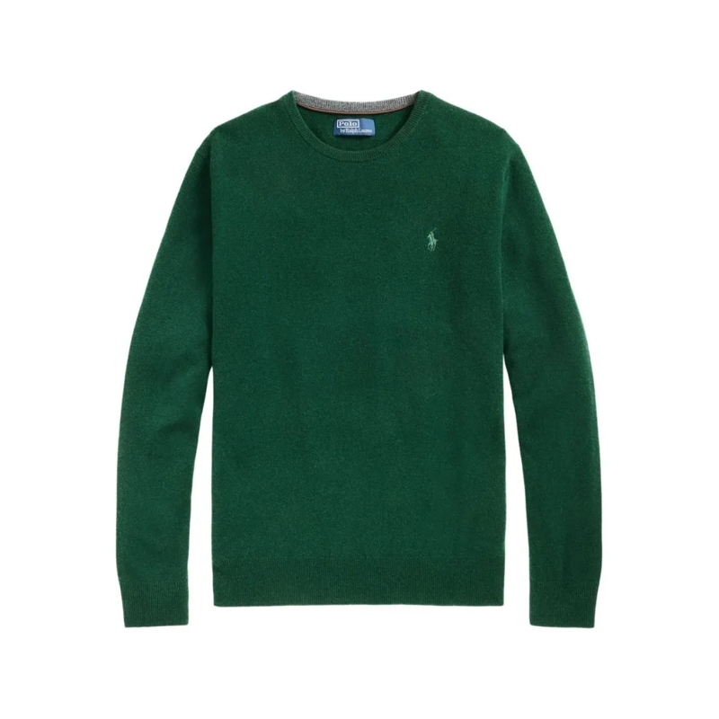 Polo Ralph Lauren Pullover Crew Neck Green Sweater With Embroidered Logo Black