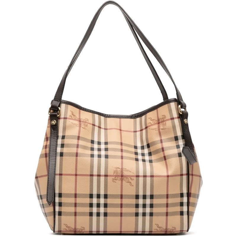 Burberry Shopper Small Haymarket Check Coated Canvas Canterbury Tot braun