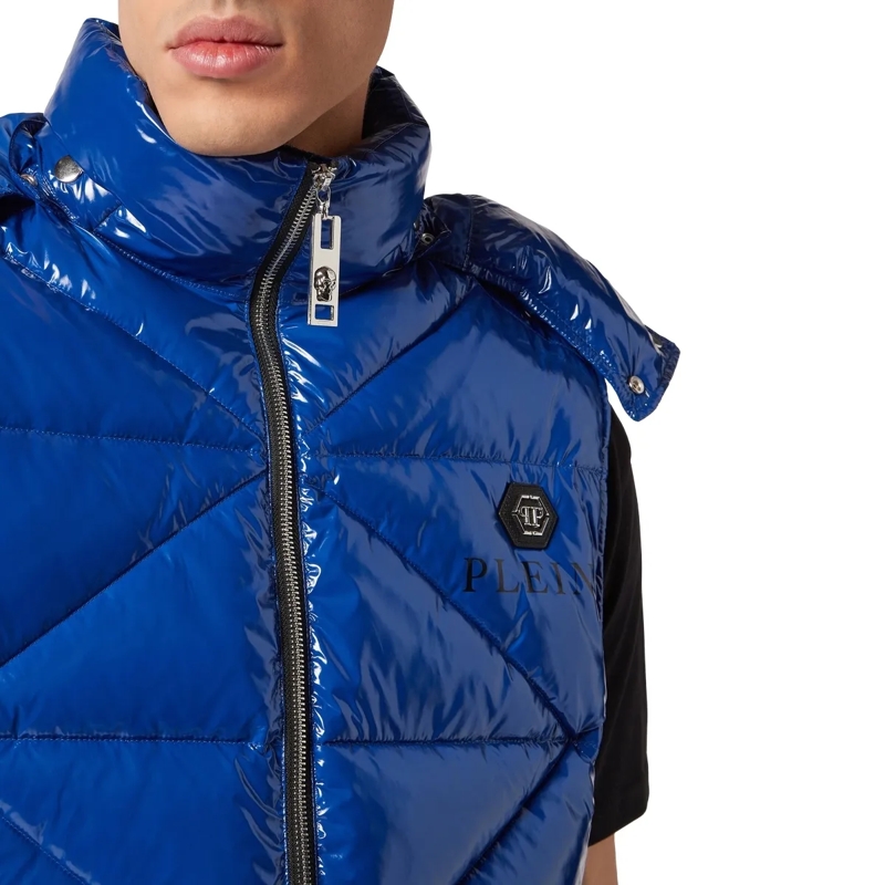 Philipp Plein Lederjacke Jacke Hexagon dunkel-blau(Image 5)