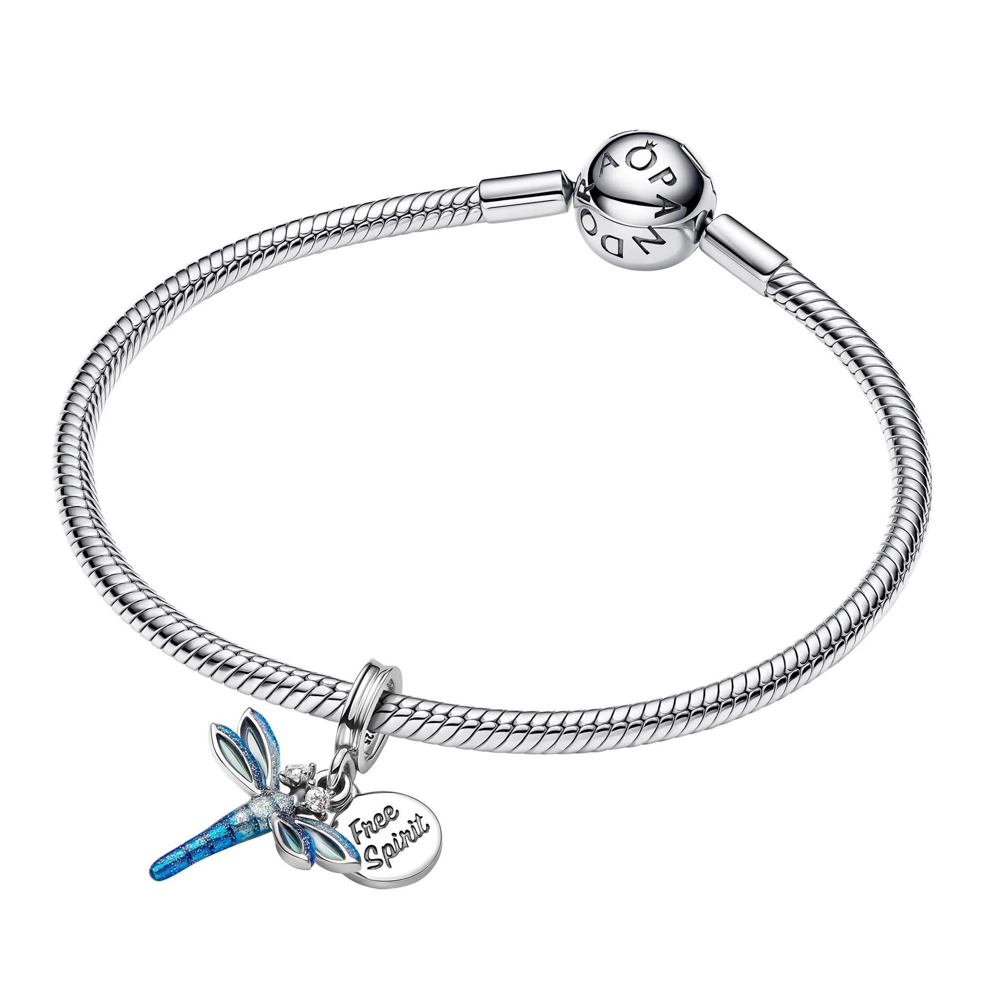 Pandora Women's Silver Pendants & Charms - Dragonfly Double Dangle Charm - - Pendants & Charms For Unisize