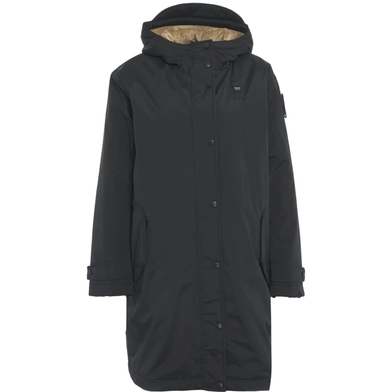 Blauer Parka Parka with hood schwarz