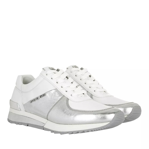 MICHAEL Michael Kors Allie Wrap Trainer Sneaker Leather Silver/Optic White scarpa da ginnastica bassa
