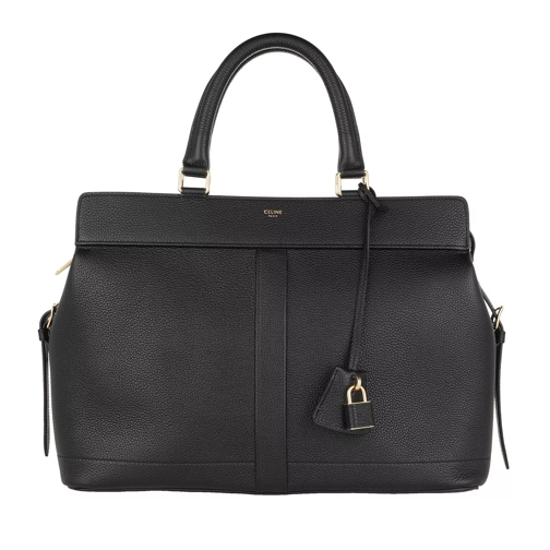 Celine Medium Cabas De France Handle Bag Leather Black Satchel