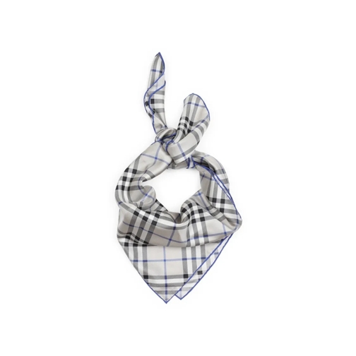 Burberry Gray Iconic Check Silk Scarf Grey Leichter Schal