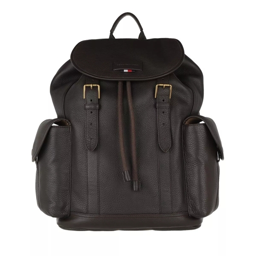 Tommy Hilfiger Casual Flap Backpack Leather Cigar Sac à dos