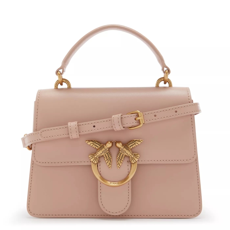 Pinko Satchel Love One Top Handle Mini Light Cipria-Antique Gold