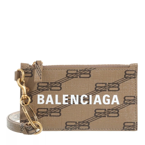 Balenciaga Wallet Leather and Key Ring Beige Korthållare
