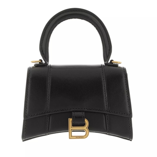 Balenciaga Hourglass Handle Bag Leather Black Mikrotasche