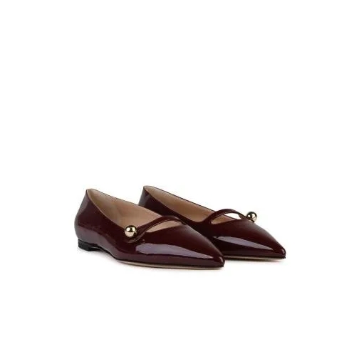 Casadei Cleo' Burgundy Shiny Leather Ballet Flats Burgundy Ballerinaskor