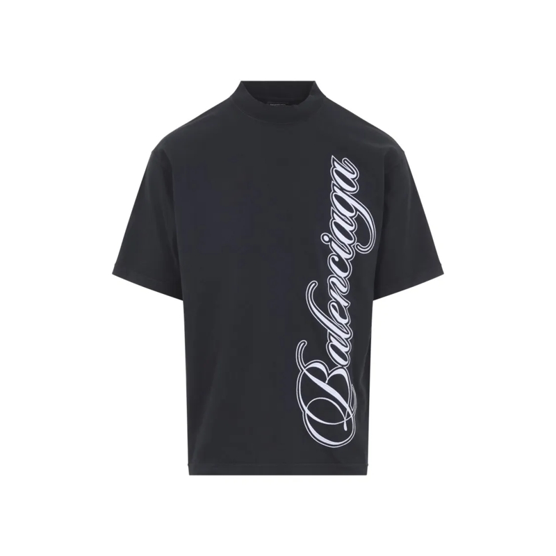 Balenciaga T-shirt High Neck Black Cotton T-Shirt Black