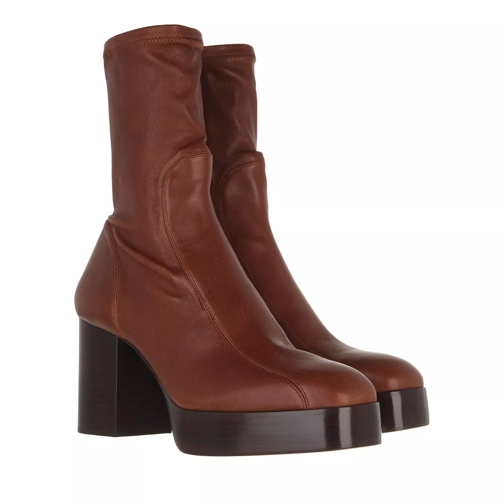 Chloé Block Heel Boots Leather Dusky Brown Stiefelette