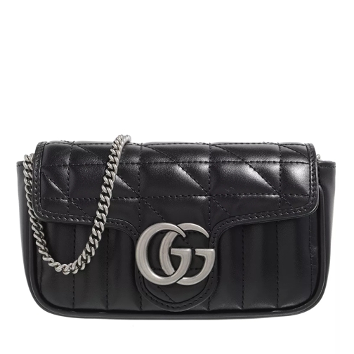 Gucci Super Mini GG Marmont Shoulder Bag Leather Black Cross body-väskor