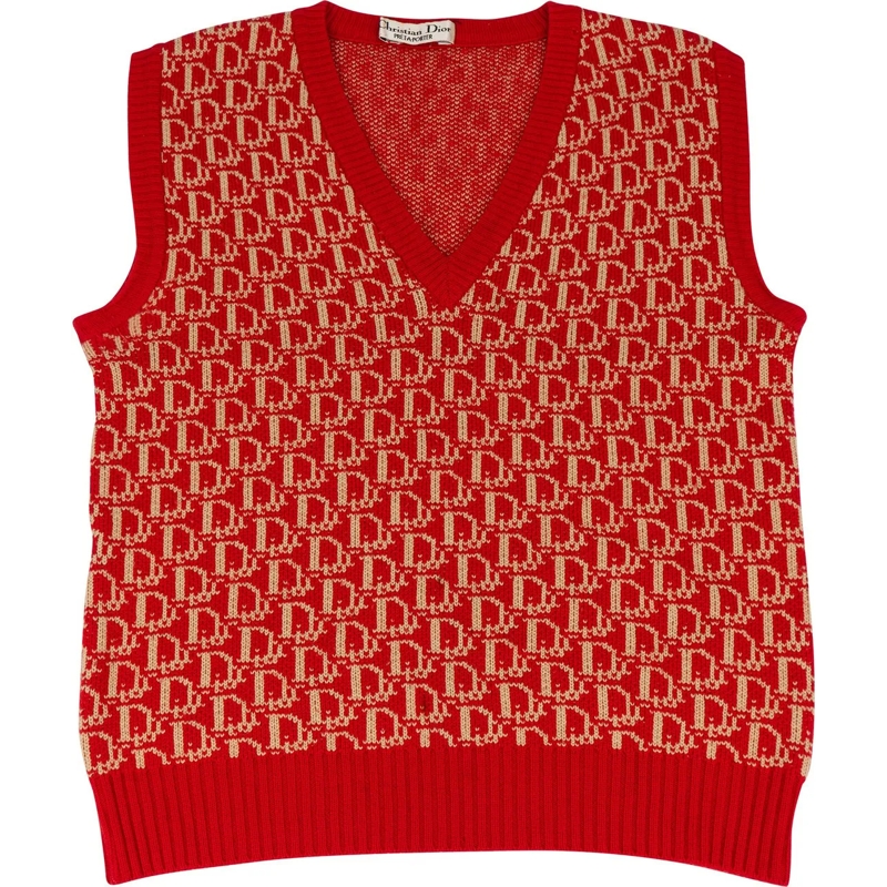 Christian Dior  Christian Dior Galliano Trotter Monogram Sweater V rot
