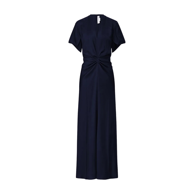 Victoria Beckham Maxikleid Maxikleid aus Satin Navy