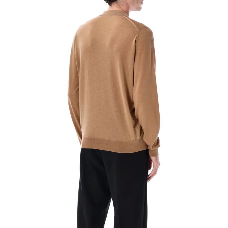 John Smedley Polo Belper Extra Fine Merino Wool Polo Shirt Brown