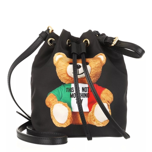 Moschino Teddy Bear Nylon Bucket Bag Black Sac reporter