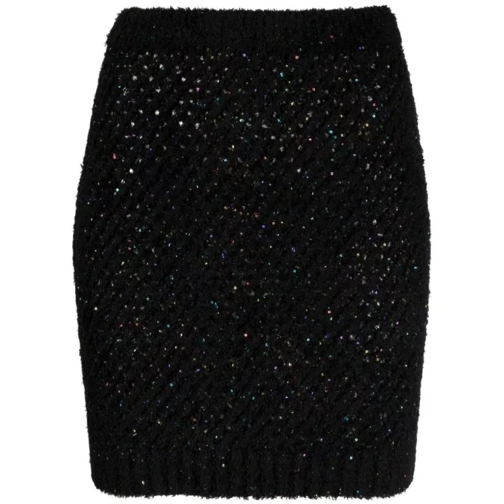 Balmain Sequin-Embellished High-Waist Miniskirt Black 