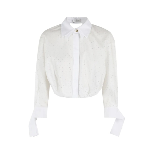 Elisabetta Franchi Chemises Cropped Cotton Poplin Shirt White