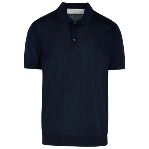 Golden Goose Polohemd Navy Virgin Wool Polo Shirt Blue