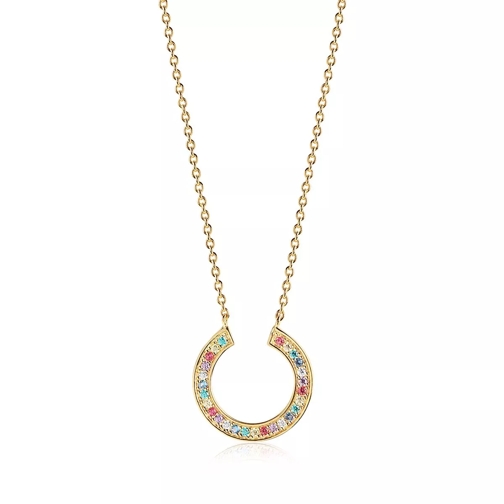 Sif Jakobs Jewellery Valiano Circolo Necklace Multicoloured Zirconia 18K Gold Plated Medium Necklace