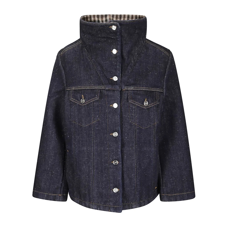 GANNI Jeansjacke Neppy Denim Bonded Jacket Blue