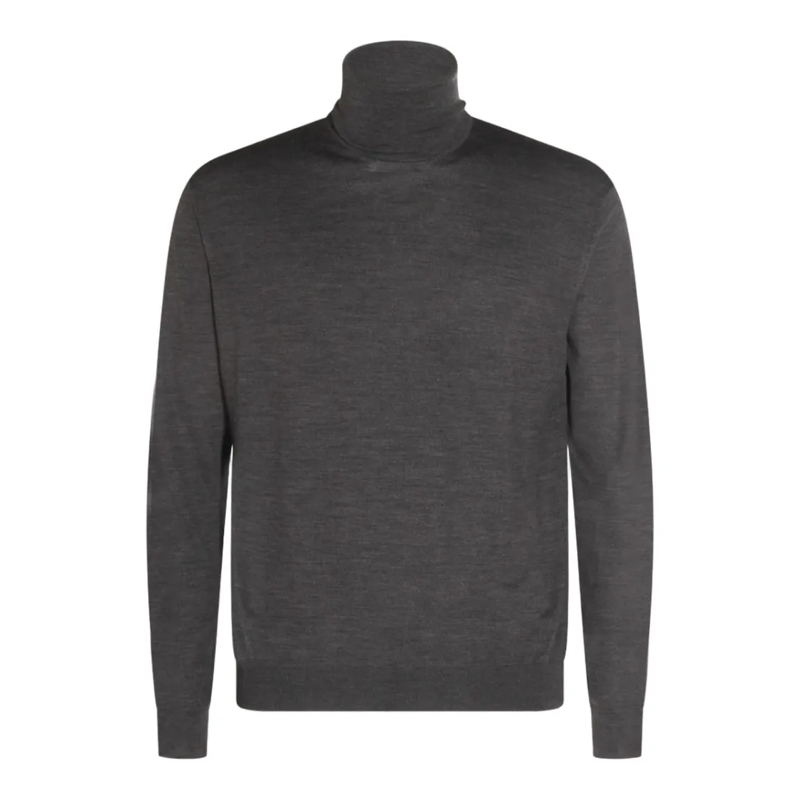 Malo Trui Long-Sleeved Grey Turtleneck Sweater With Fitted S Grey